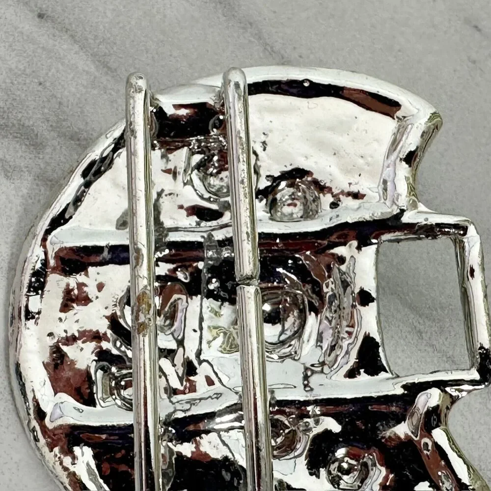 Vintage Silver Tone Ornate Studded Belt Buckle Piece